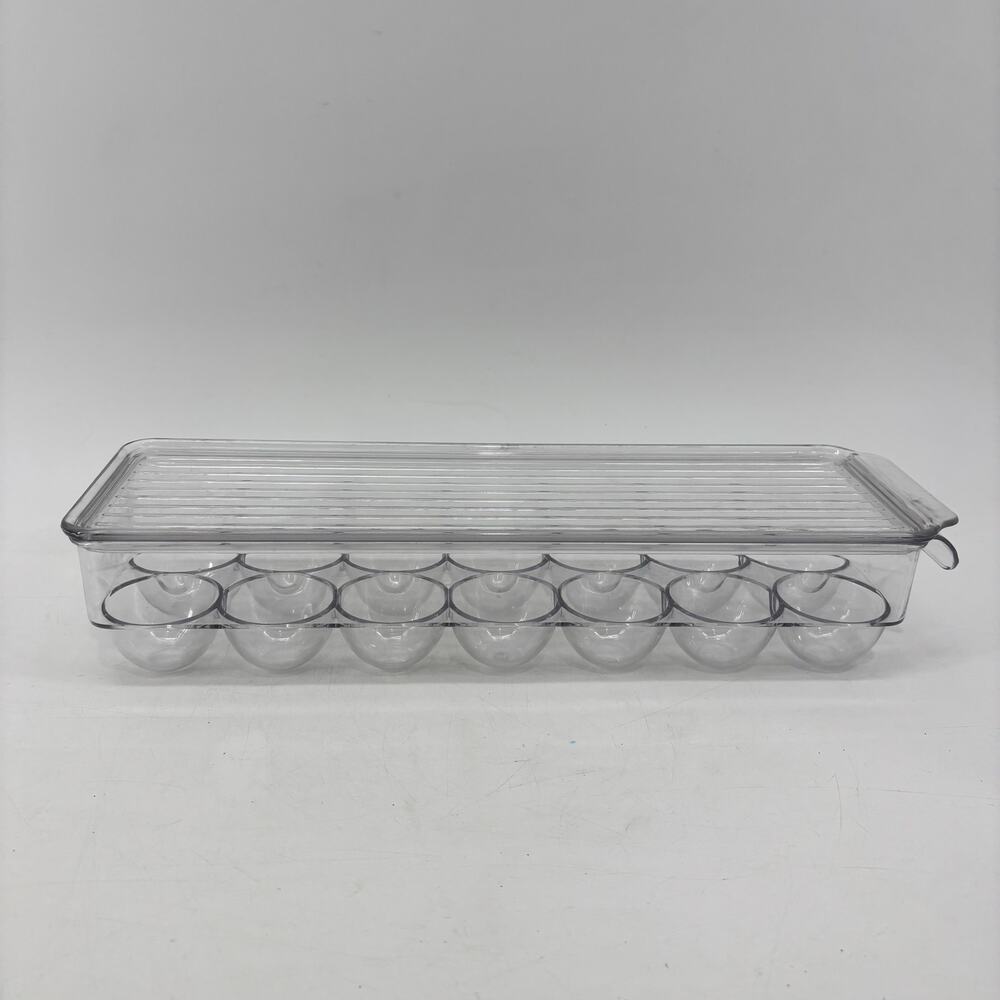 Egg Plastic Container Holder Refrigerator Holds 14 Clear Storage